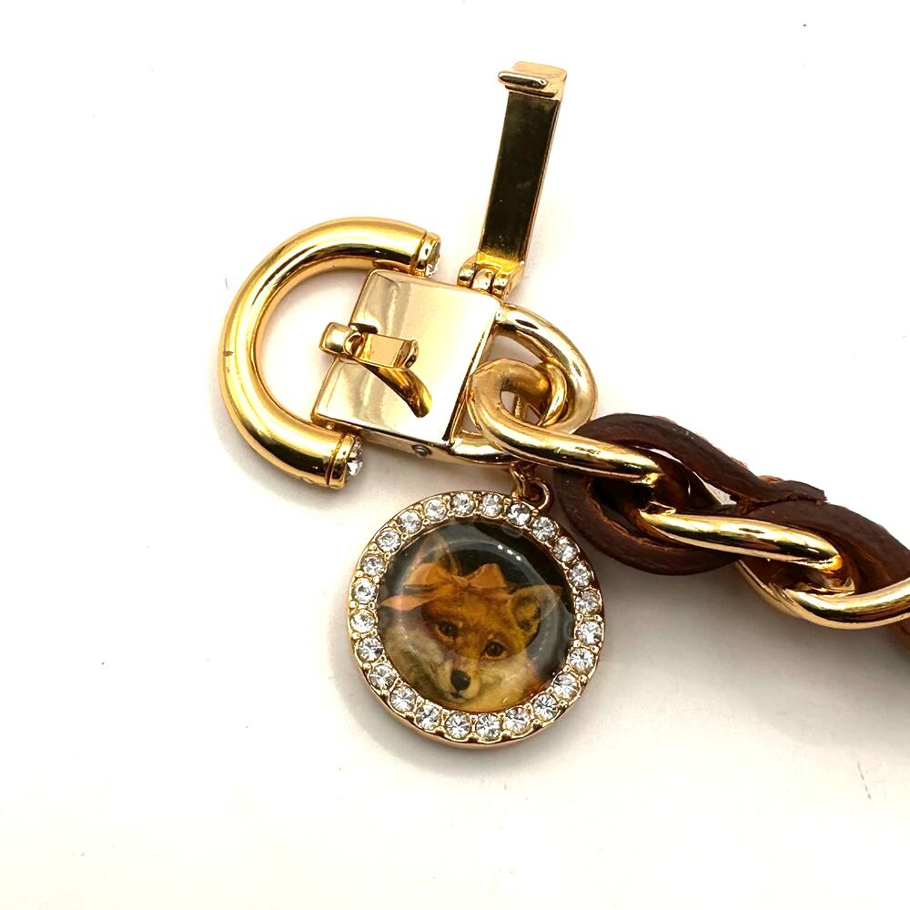 Brighton CLEVER LIKE A FOX Bracelet MFIL Jewelry Brown Gold Chain Charm - Picture 9 of 11